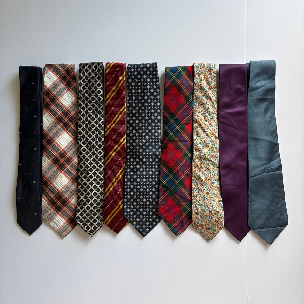 Mixed Tie Lot Unbranded Silk Wool Microfiber Polyester USA Italy